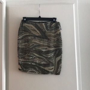 Khaki green sequin mini skirt